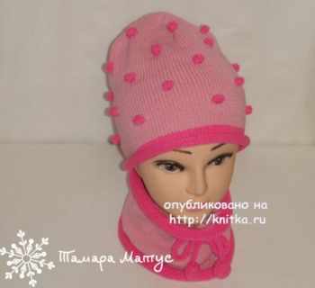 Комплект Розовые шишечки - шапка и снуд