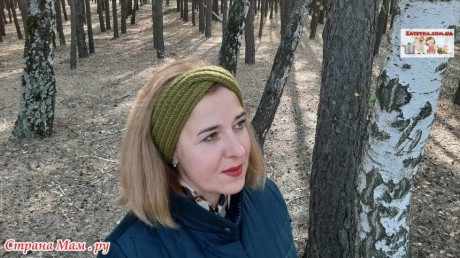 Простая повязка на голову спицами 2