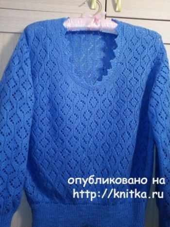 Ажурный женский джемпер спицами Ажурный женский джемпер спицами