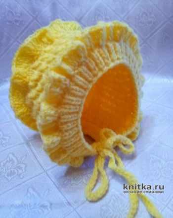 Шапочка (чепчик) для девочки спицами. Работа Ольги Шапочка (чепчик) для девочки спицами. Работа Ольги