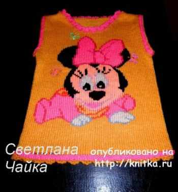 Вязаная безрукавка для девочки Веселая Минни