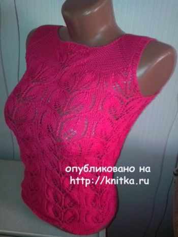 Ажурный топ спицами, связан для женщин