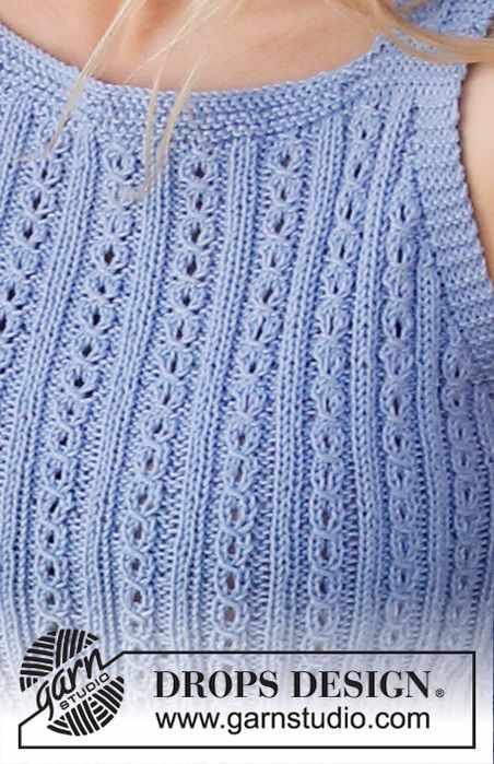 Вязание топа AMALFI BLUE спицами для женщин 1