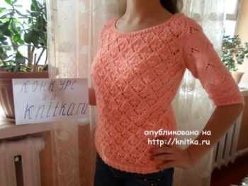 Женская кофта спицами. Работа Абишевой Гульжан