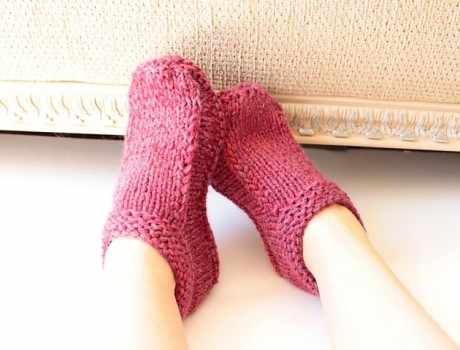 Тапочки спицами Non-felted Slippers, описание работы Тапочки спицами Non-felted Slippers, описание работы
