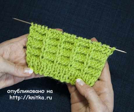 Простой рельефный узор спицами КЛЕТОЧКИ Простой рельефный узор спицами КЛЕТОЧКИ