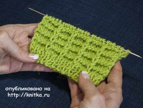 Простой рельефный узор спицами КЛЕТОЧКИ Простой рельефный узор спицами КЛЕТОЧКИ