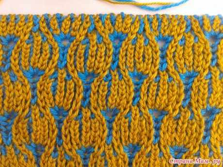 Схема узор Тюльпаны для вязания шарфа в технике бриошь