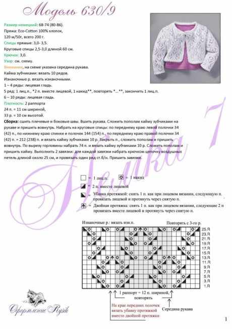 Белое ажурное болеро спицами для девочки описание работы