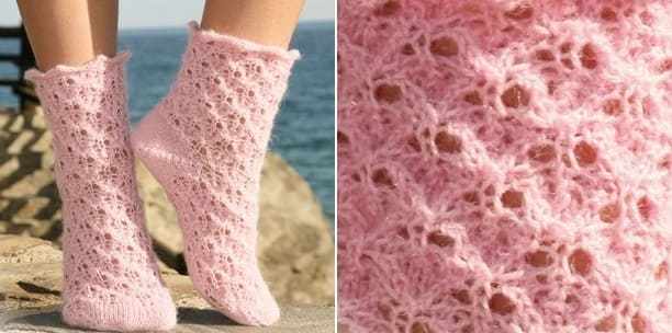Фото от Drops - розовые носки спицами