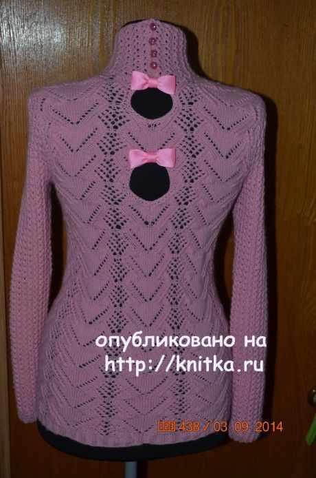 Ажурная кофточка. Работа Анастасии Поповой вязание и схемы вязания