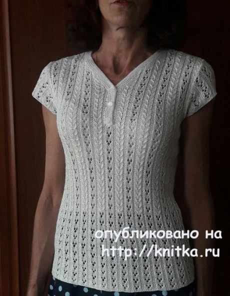Ажурная кофта спицами, работа Марины Ефименко