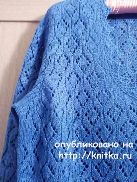 Ажурный джемпер спицами. Работа Татьяны Ивановны вязание и схемы вязания