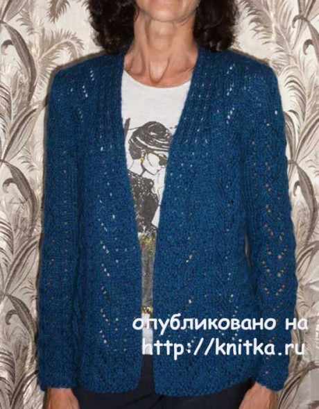 Ажурный кардиган спицами. Работа Марины Ефименко вязание и схемы вязания