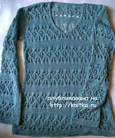 Ажурный пуловер спицами. Работа Ирины вязание и схемы вязания