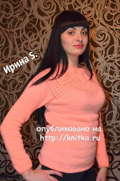 Ажурный свитер спицами. Работа Ирины Стильник вязание и схемы вязания