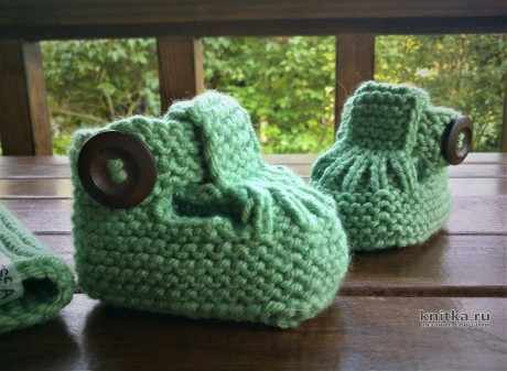 Детские пинетки - ботиночки спицами. Работа essa.handmade вязание и схемы вязания