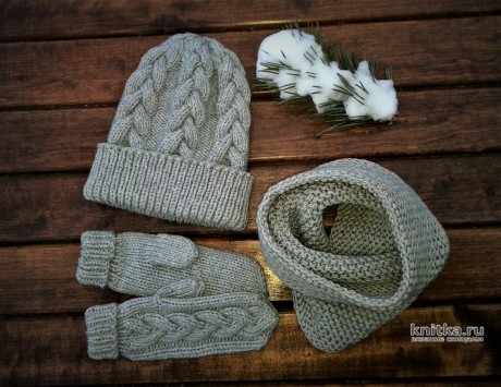 Детский комплект спицами: шапка, снуд и варежки. Работа essa.handmade вязание и схемы вязания