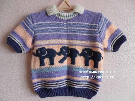 Детский пуловер Парад слонов. Работа Светланы Шевченко вязание и схемы вязания