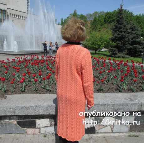 Кардиган ажурный связан вручную спицами. Работа Светланы Якимовой вязание и схемы вязания