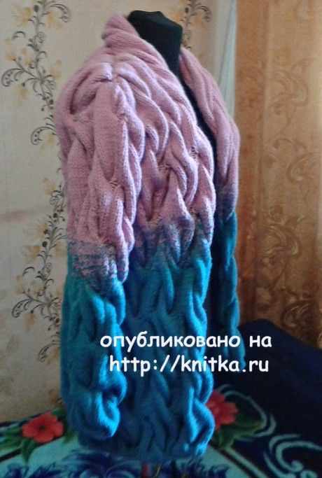 Кардиган градиент из кос – работа Люси Туевой вязание и схемы вязания