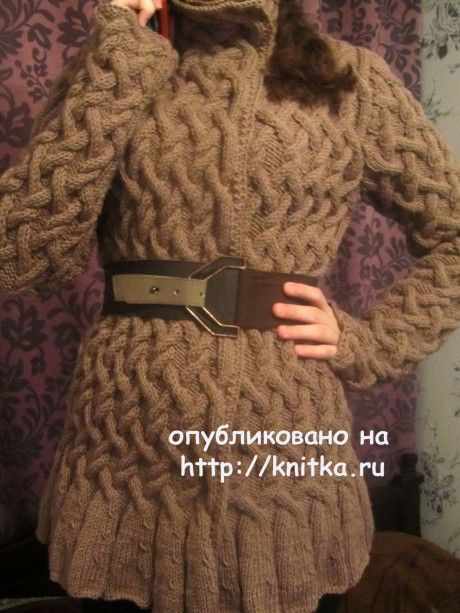 Кофта с узором из кос - работа Людмилы вязание и схемы вязания