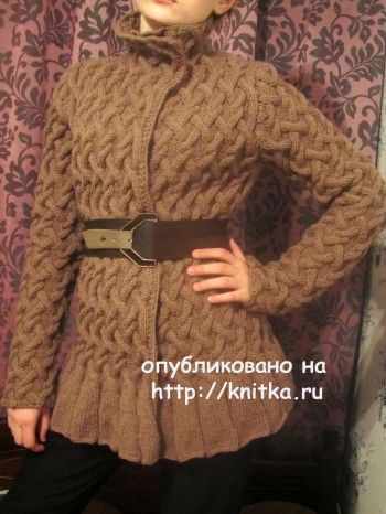 Кофта с узором из кос - работа Людмилы вязание и схемы вязания