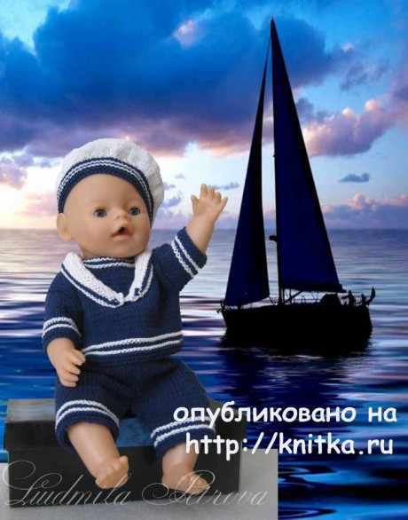 Костюм для куклы Baby Born. Работа Людмилы Петровой вязание и схемы вязания
