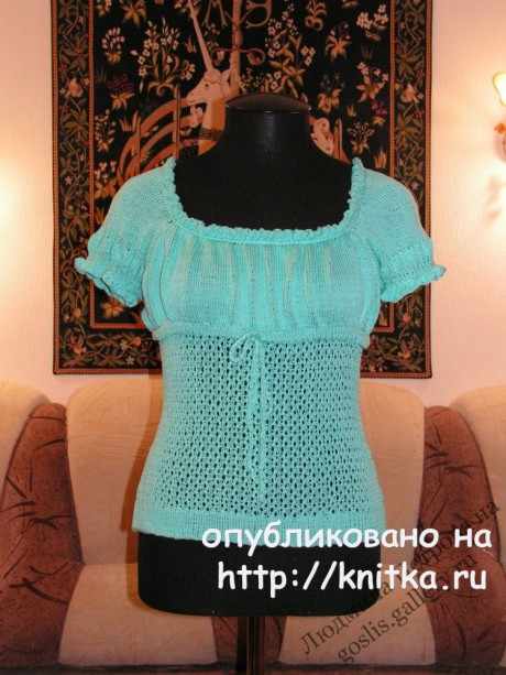 Летний топ спицами, ажурная вязка Летний топ спицами, ажурная вязка
