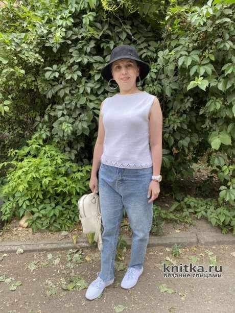 Летний вязаный топ спицами Белла, видео-урок вязание и схемы вязания