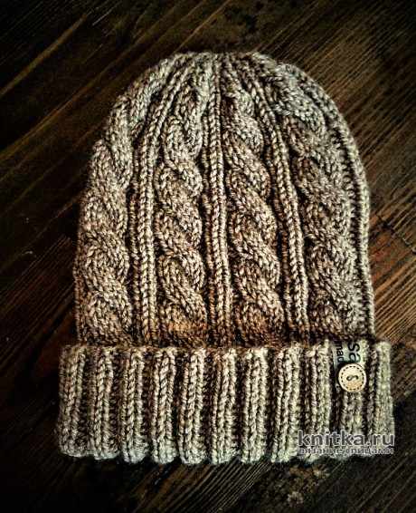Мужская шапка спицами за 2 часа. Работа essa.handmade вязание и схемы вязания