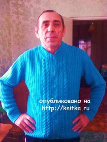 Мужской джемпер спицами - работа Валентины вязание и схемы вязания