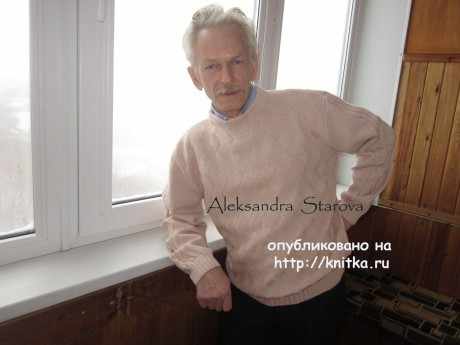 Мужской джемпер спицами. Работа Александры вязание и схемы вязания