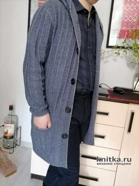 Мужской кардиган спицами. Работа Татьяны Ивановны вязание и схемы вязания