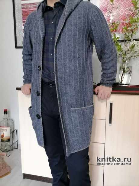 Мужской кардиган спицами. Работа Татьяны Ивановны вязание и схемы вязания