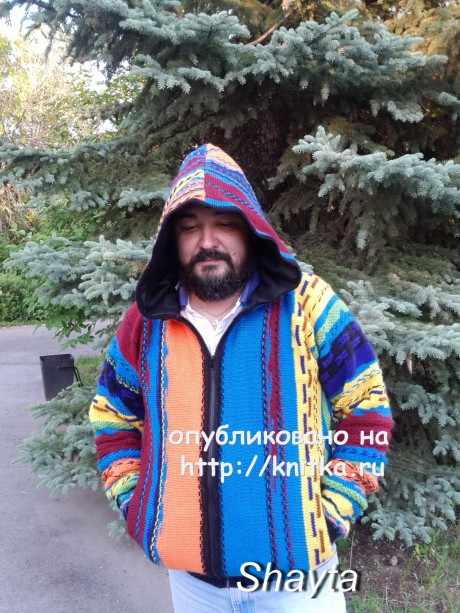 Мужской жакет на молнии Shayta. Работа Оксаны Усмановой вязание и схемы вязания