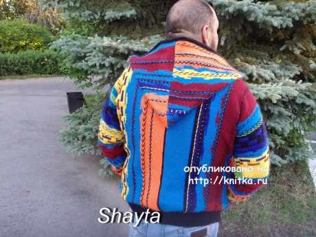 Мужской жакет на молнии Shayta. Работа Оксаны Усмановой вязание и схемы вязания