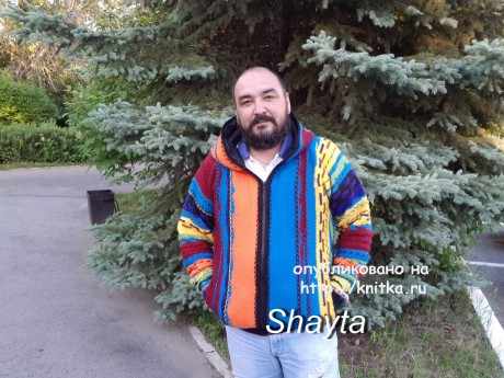 Мужской жакет на молнии Shayta. Работа Оксаны Усмановой вязание и схемы вязания