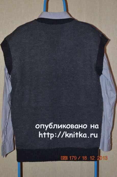Мужской жилет. Работа Анастасии Поповой вязание и схемы вязания