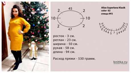 Платье спицами для беременных Мандаринка. Работа Анаит вязание и схемы вязания