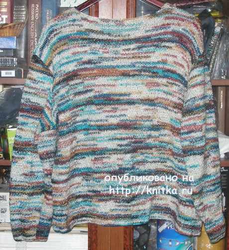 Пуловер из цветной пряжи. Работа Елены вязание и схемы вязания