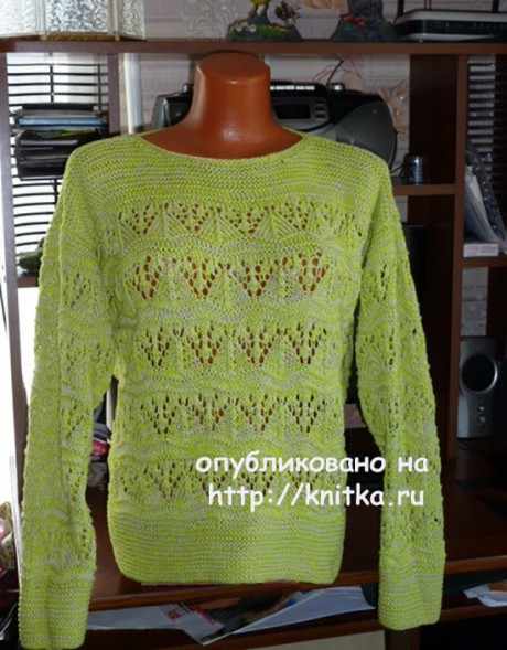 Пуловер с ажурным узором. Работа Марины Ефименко вязание и схемы вязания