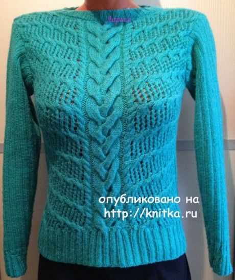 Пуловер женский спицами - работа Ларисы Величко. вязание и схемы вязания