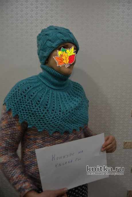 Шапка и манишка спицами. Работы Гульфиры вязание и схемы вязания