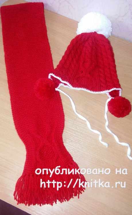 Шапка и шарф спицами. Работы Яны Петровой вязание и схемы вязания