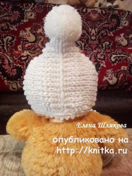 Шапочка - колпачок спицами для малыша. Работа Елены Шляковой вязание и схемы вязания