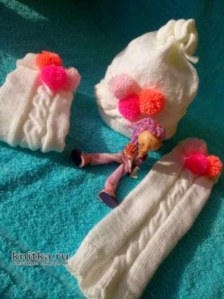 Шапочка и гетры для девочки спицами. Работа Ольги вязание и схемы вязания