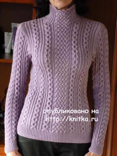Свитер - водолазка спицами. Работа Марины вязание и схемы вязания
