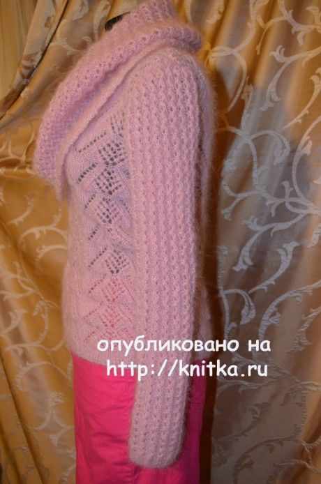 Свитер с воротником Хомут. Работа Анастасии Поповой вязание и схемы вязания