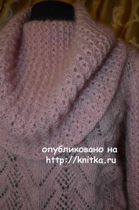 Свитер с воротником Хомут. Работа Анастасии Поповой вязание и схемы вязания